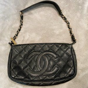 Chanel Caviar Black Pochette With Gold Hardware